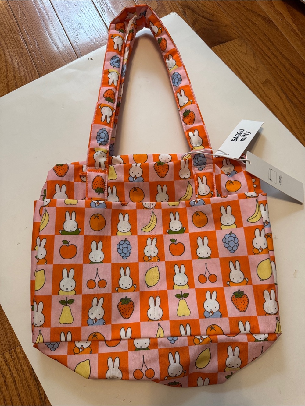 NWT Baggu Everyday Cloud Bag Checkered Fruit Miffy